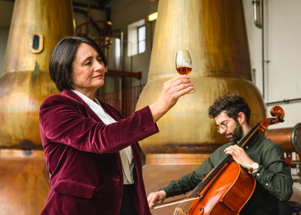 ‘Valley of the Brambles’, Where The Glendronach’s Whisky and Music Intertwine 8 Dr Barrie inspecting a dram, backed by the sounds of a cello