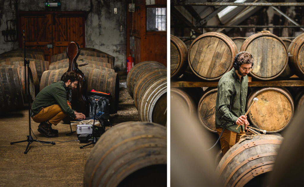 ‘Valley of the Brambles’, Where The Glendronach’s Whisky and Music Intertwine 9 Two photographs of Rob creating sounds in the distillery's cellar