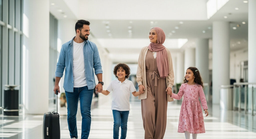 Jeddah to AlUla: Seven New Luxury Hotels to Discover Saudi’s Rich Tapestry 27 A happy family walking through an airport
