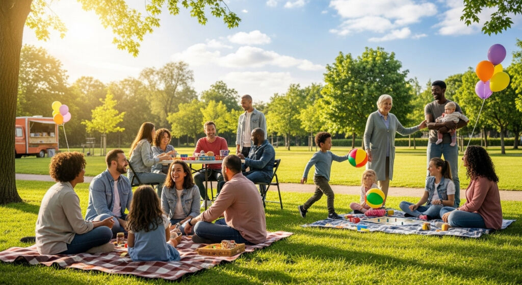From Fragmentation to Flourishing, The New Architecture of Belonging 11 Members of the community interacting in a British park