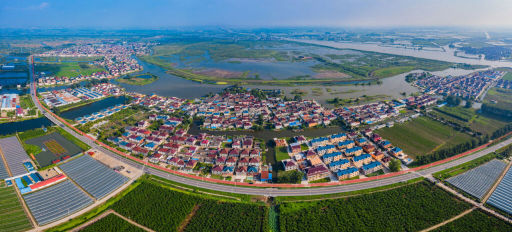 An aerial view of the village