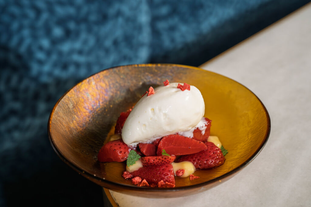 Barcelona's Antiga Casa Buenavista, A Place Where Design Meets History 11 A dessert made with fresh strawberries