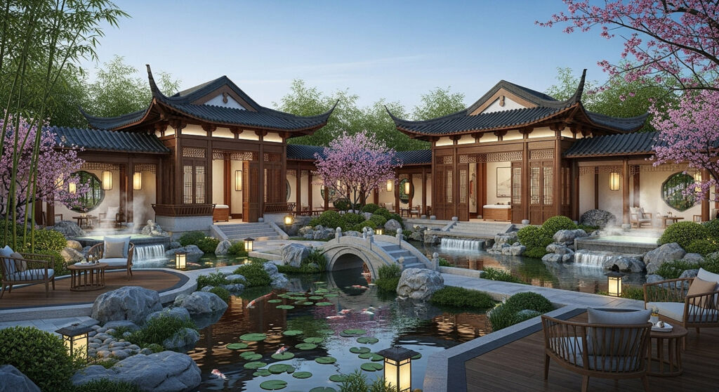 A luxury spa infused with traditional Chinese elements