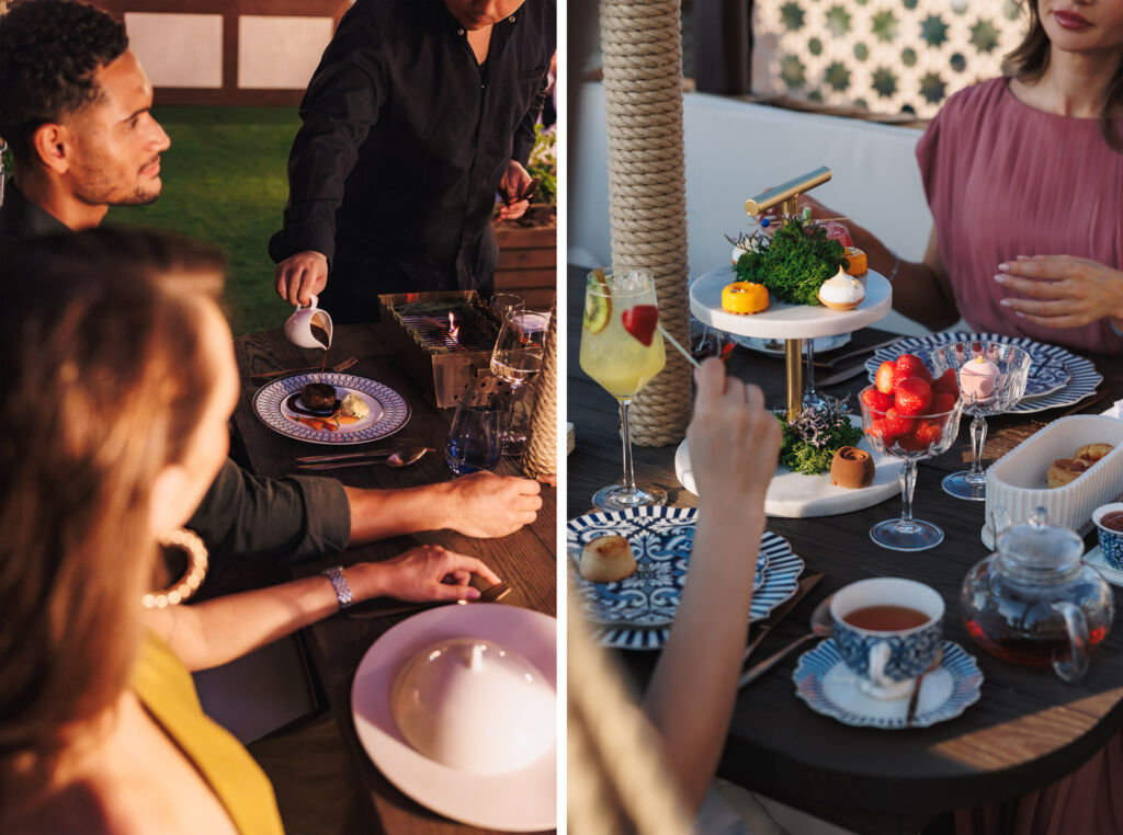 A Majestic Journey Awaits: Balloons at the Palace Returns with Arabian Skies 7 Two photographs of guests enjoying the food