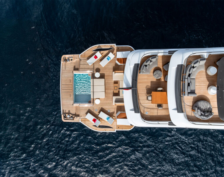Azimut|Benetti Anchors Americas HQ at Fort Lauderdale’s Pier Sixty-Six Marina 7 A top down view of the deck on one of the brand's superyachts