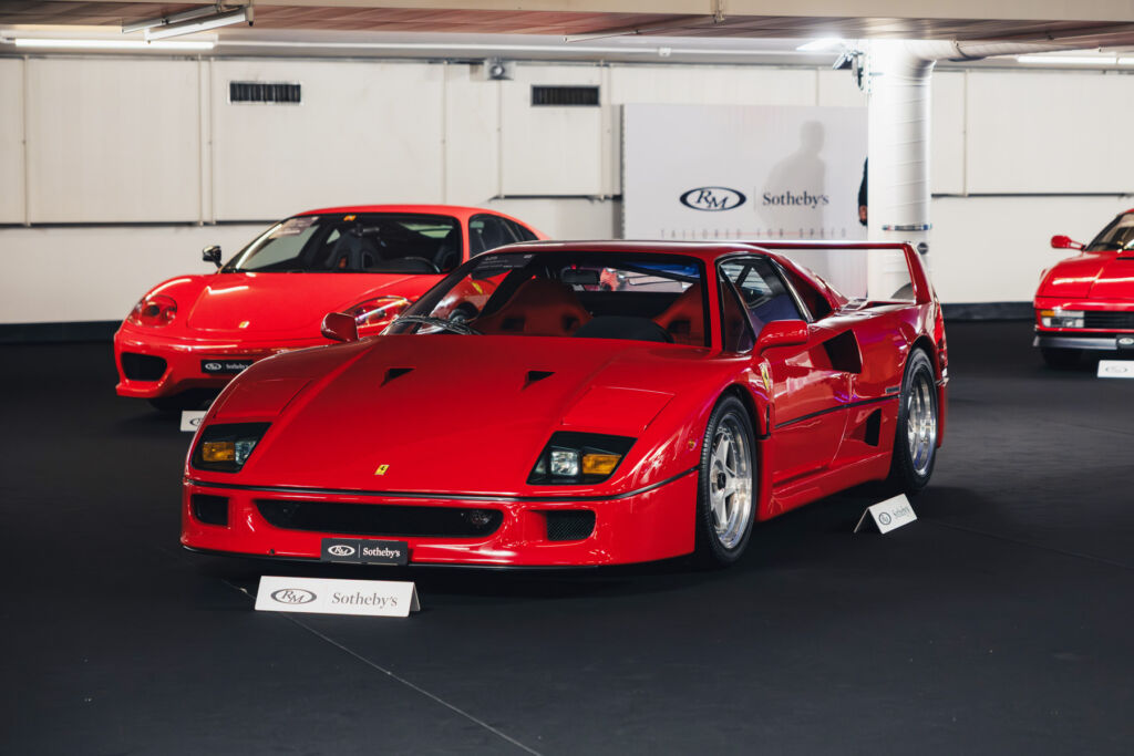 RM Sotheby’s Tailored for Speed Sets Record with CHF 70 Million Supercar Sale 7 A bright red Ferrari F40