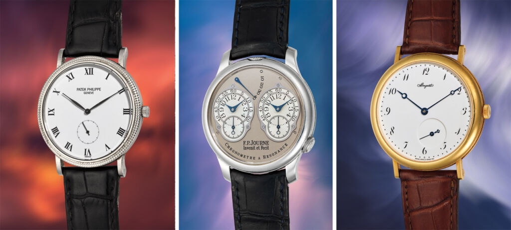 Photographs of three of the watches that will also be at the auction