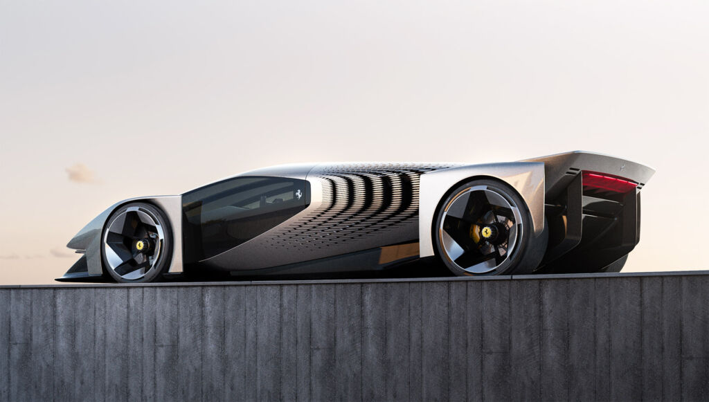 A rendering showing a side view of the vehicle