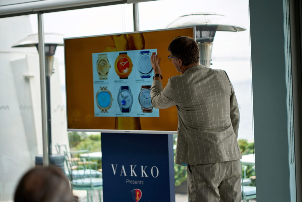 Six watches being described by an expert