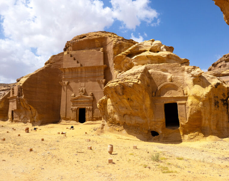 A remarkable structure carved into rock at Hegra