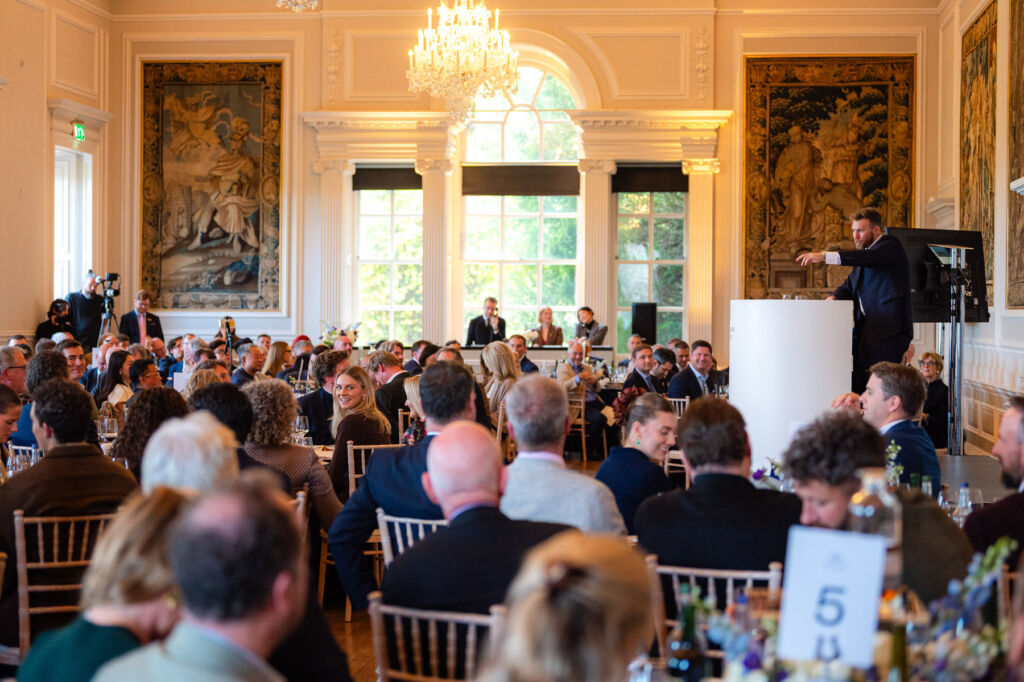 The crowded auction room