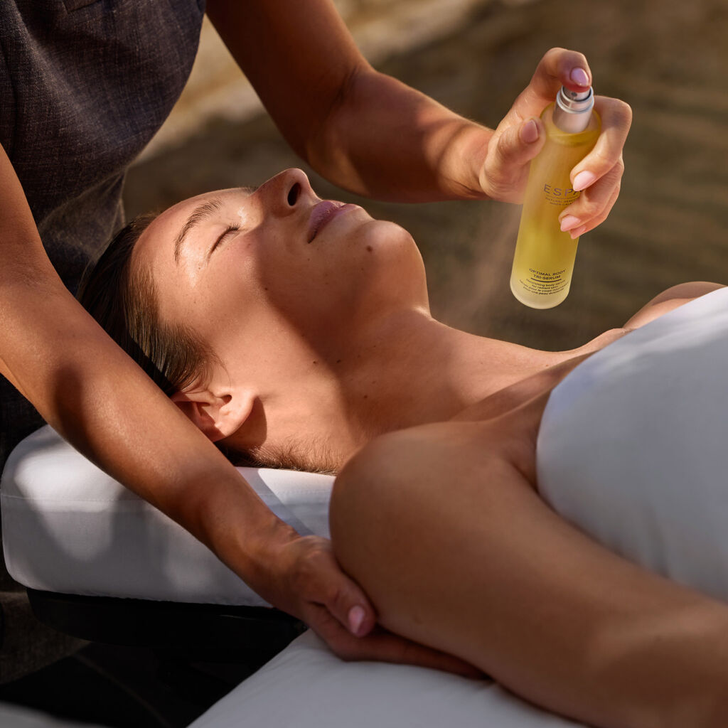 A female guest enjoying some of the ESPA products