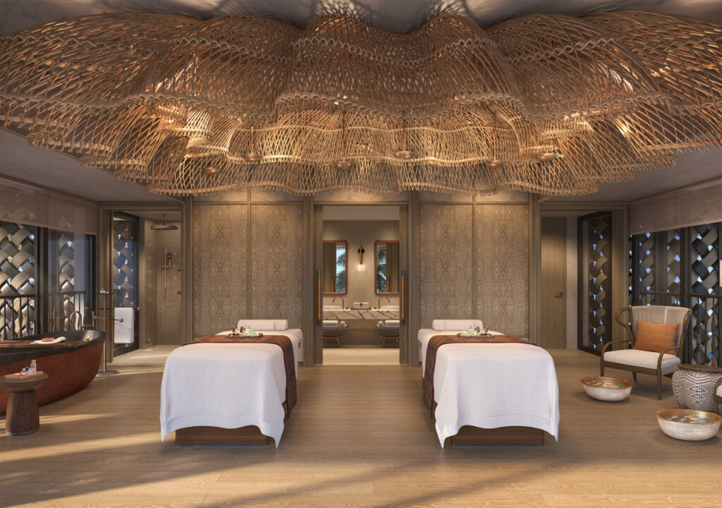 Twin beds in one of the treatment rooms