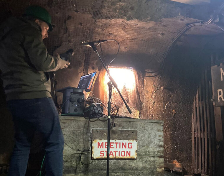 World’s First Vinyl Record Made with Coal Dust Resonates with Heritage and Hope 17 Liam Gaughan sampling reverb at Mahogany Drift Mine