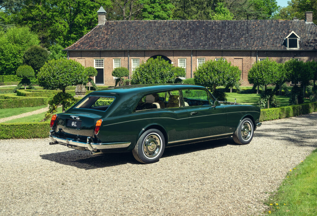 A three quarter rear view of the finished car