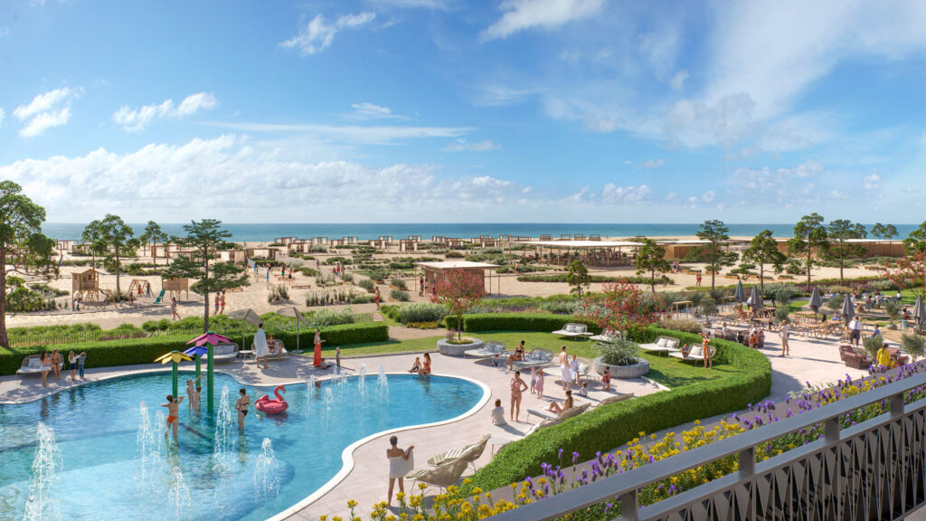 A rendering showing the proposed pool area