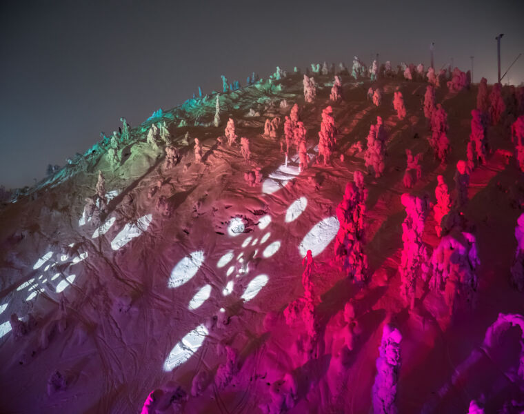 The incredible light display projected onto the slopes