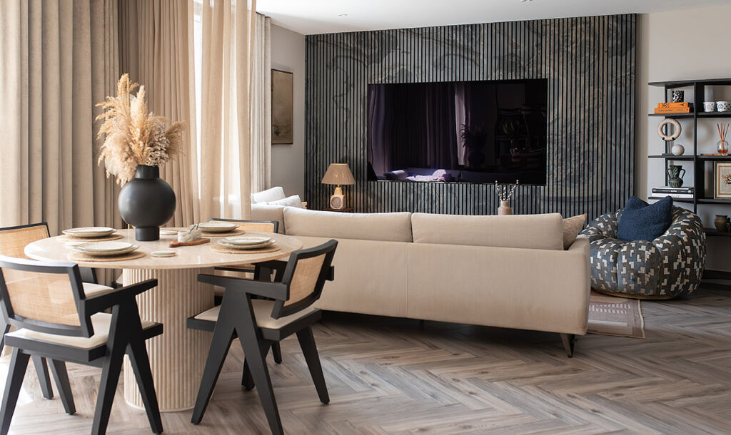 The living/dining room area