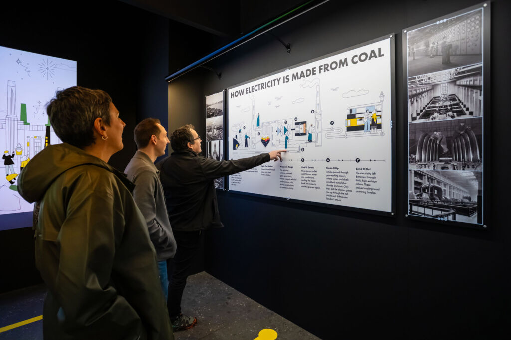 Visitors looking at the displays