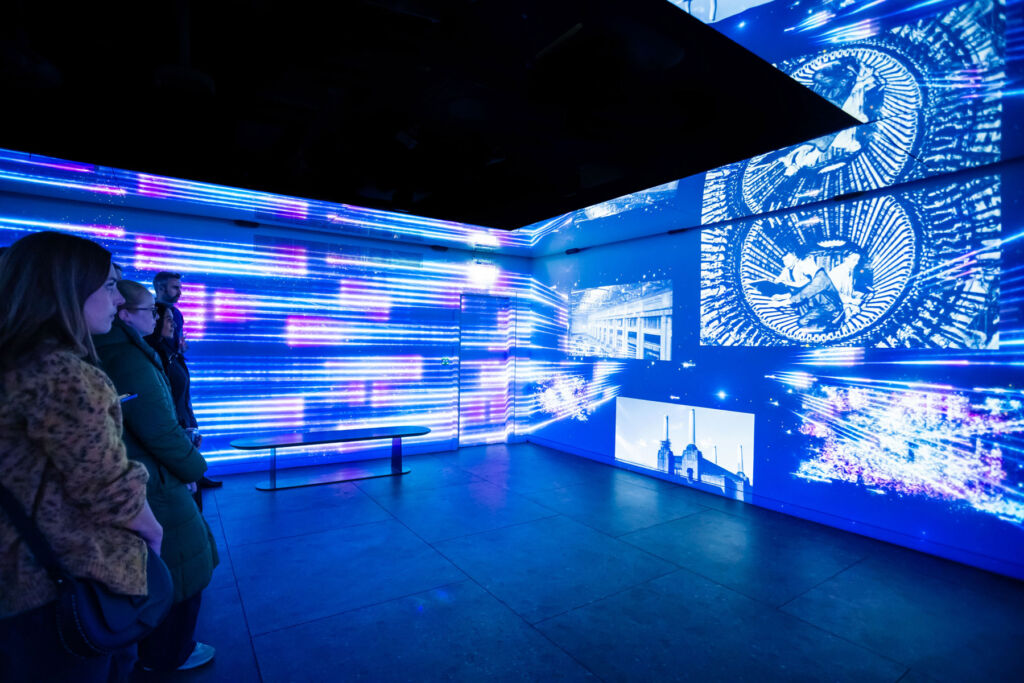 LED displays illuminating the walls