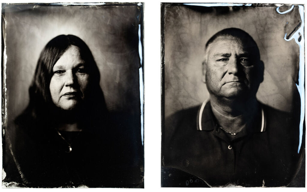 Tintype portraits of Lorraine Malyan and Steve Fergus