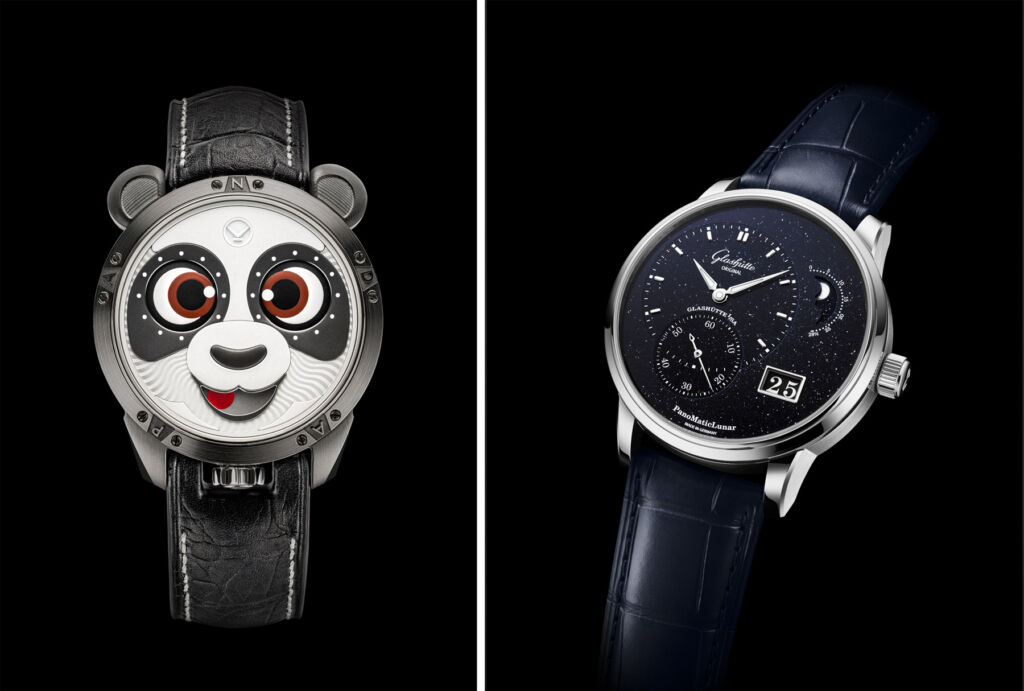 Photographs of Konstantin Chaykin's Panda and the Glashütte Original PanoMaticLunar 180th Anniversary Edition