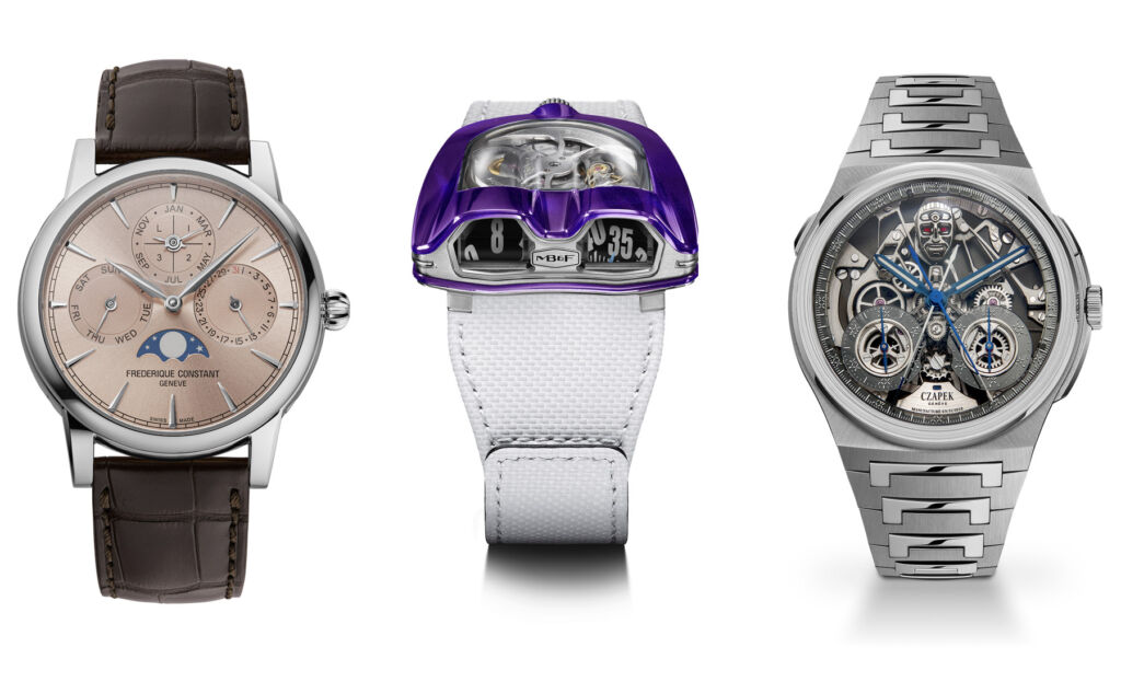 Three of the extraordinary timepieces on display at the event