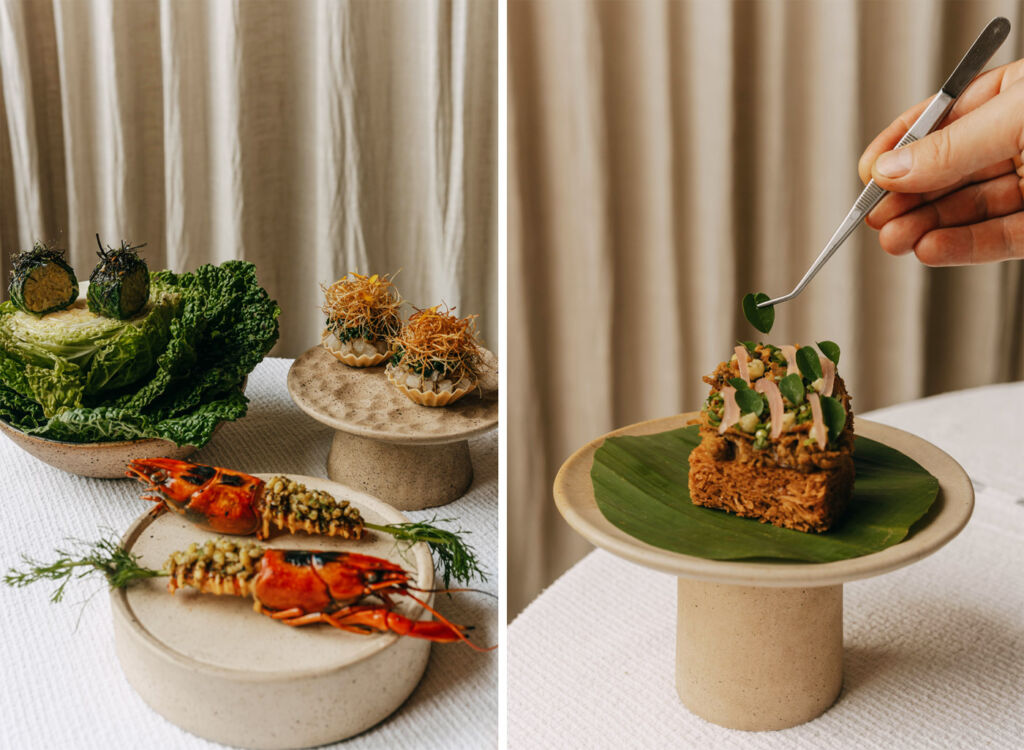 Two photographs of the dishes on the new menu
