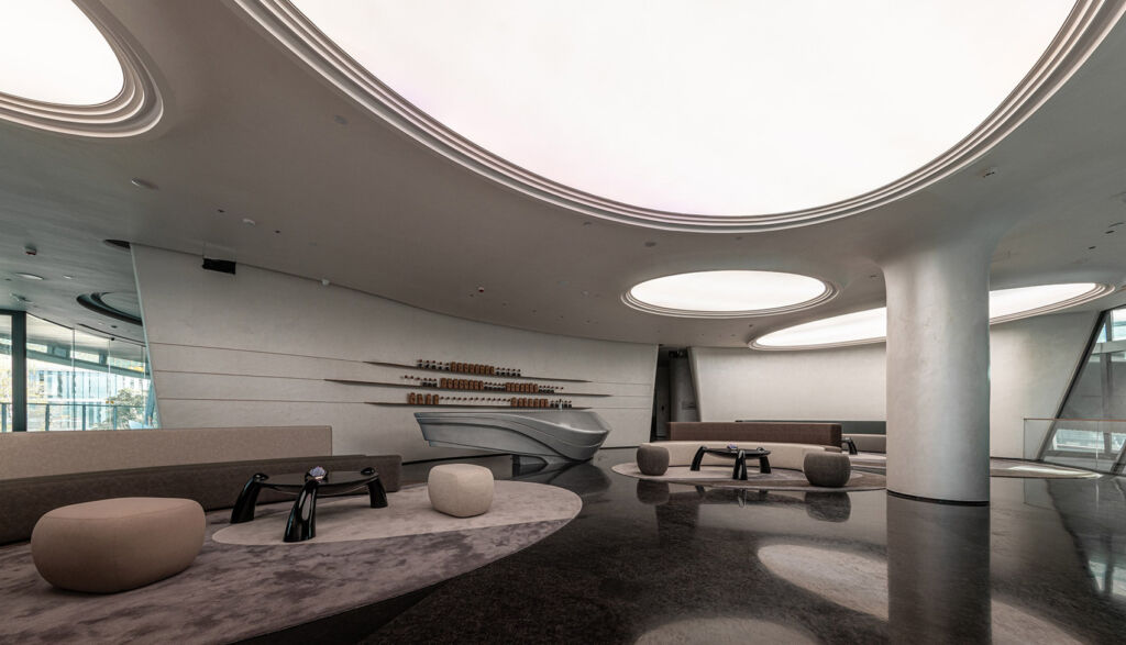 The Architectural Wonder of Qianhai Times Spring Culture and Art Center 12 Inside one of the futuristic spaces