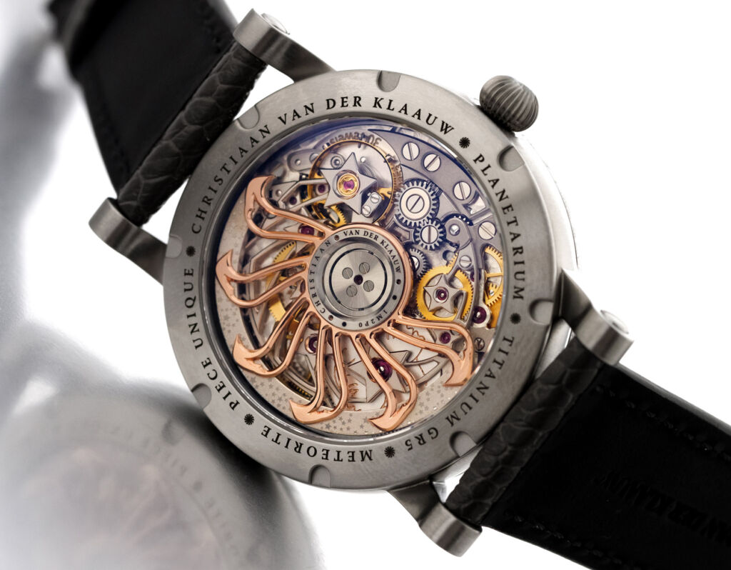 A Celestial Masterpiece: The Christiaan van der Klaauw Planetarium ‘Julie’ 12 A closeup of the rear of the watch showing the extraordinary movement
