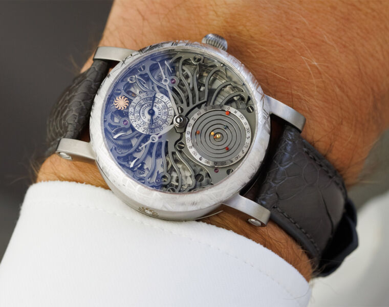 A Celestial Masterpiece: The Christiaan van der Klaauw Planetarium ‘Julie’ 63 The timepiece being worn on the wrist
