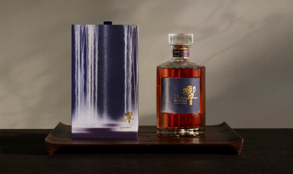 The Hibiki 21 year old next to its container