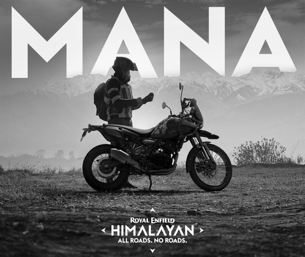 A poster-style graphic of the Himalayan Mana Black model