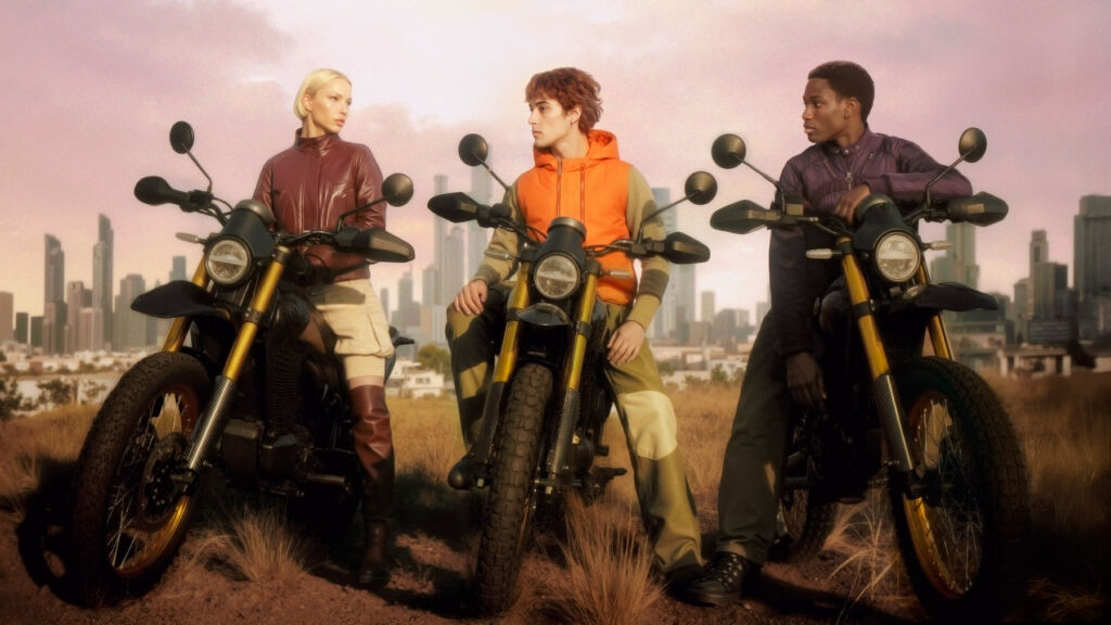 Three models, each sitting on one of the new bikes